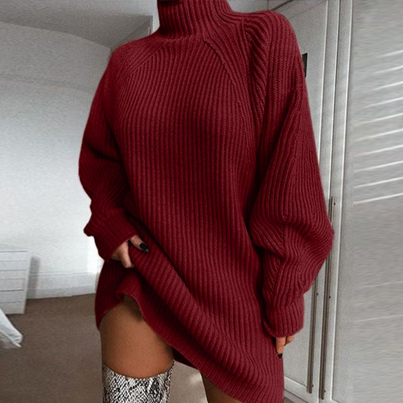 Damen Oversized Strickpullover mit hohem Kragen Stalluxe
