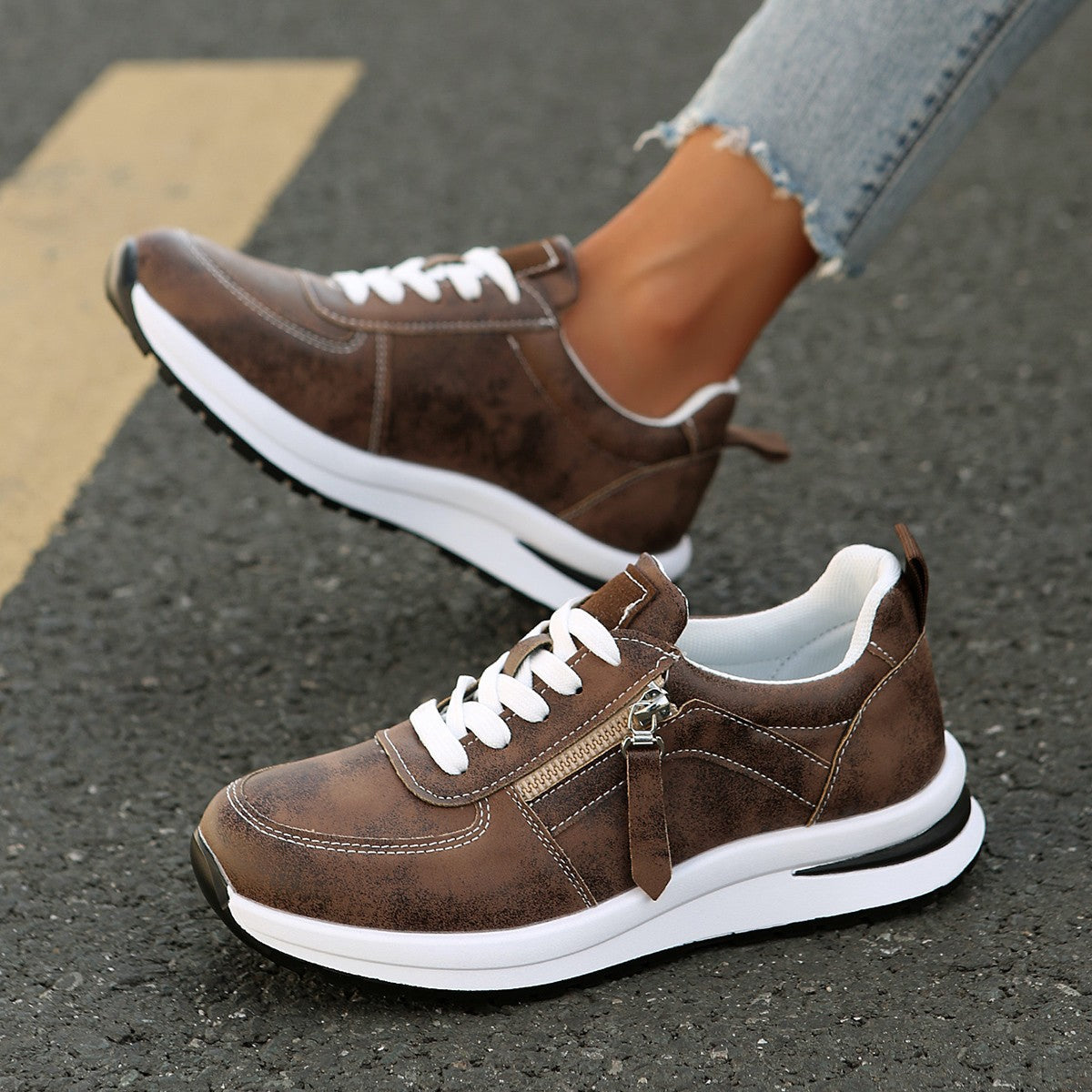 Damen modische Sneakers mit praktischem Reißverschluss und komfortabler Sohle Stalluxe