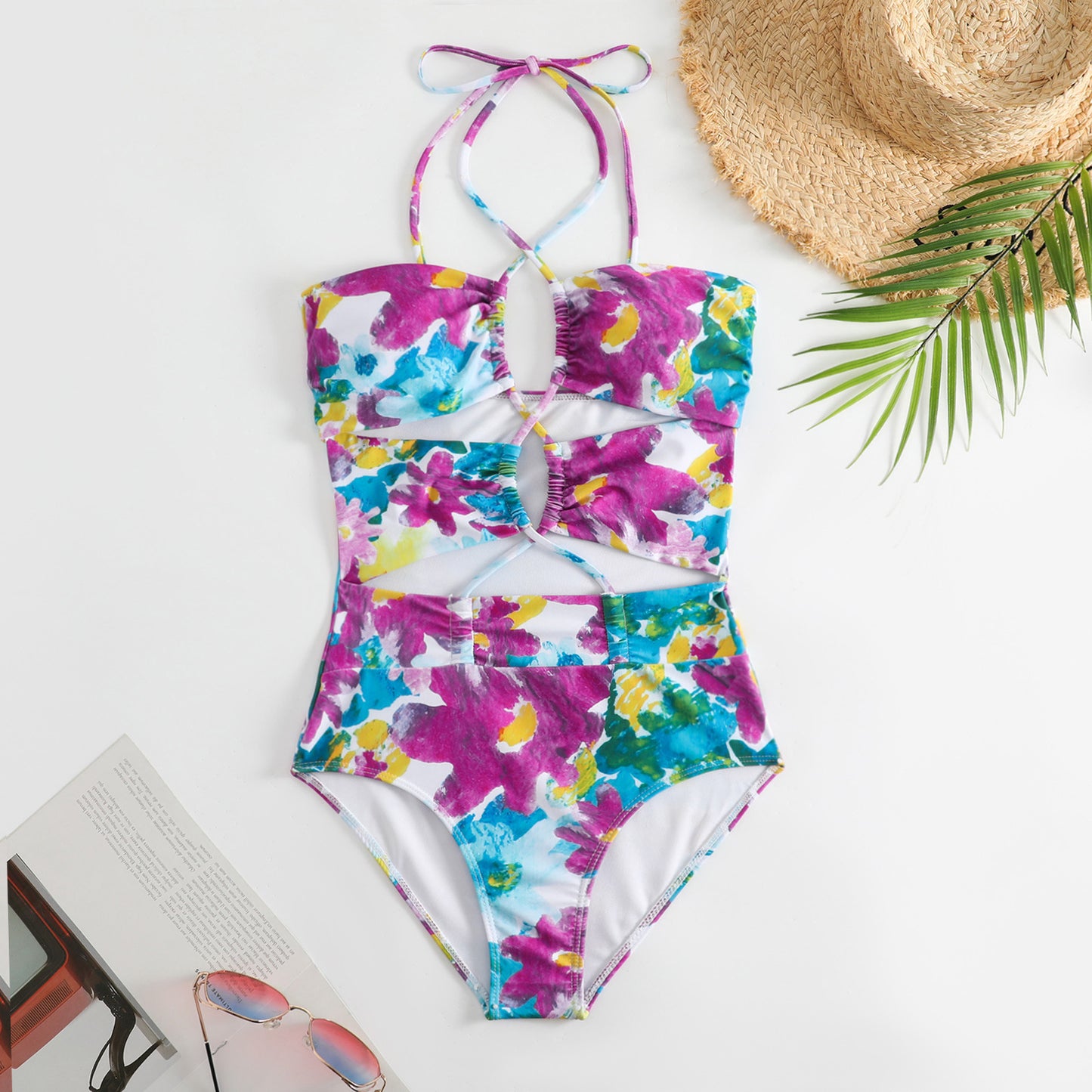 Damen Badeanzug und Maxirock Set mit floralem Design Stalluxe