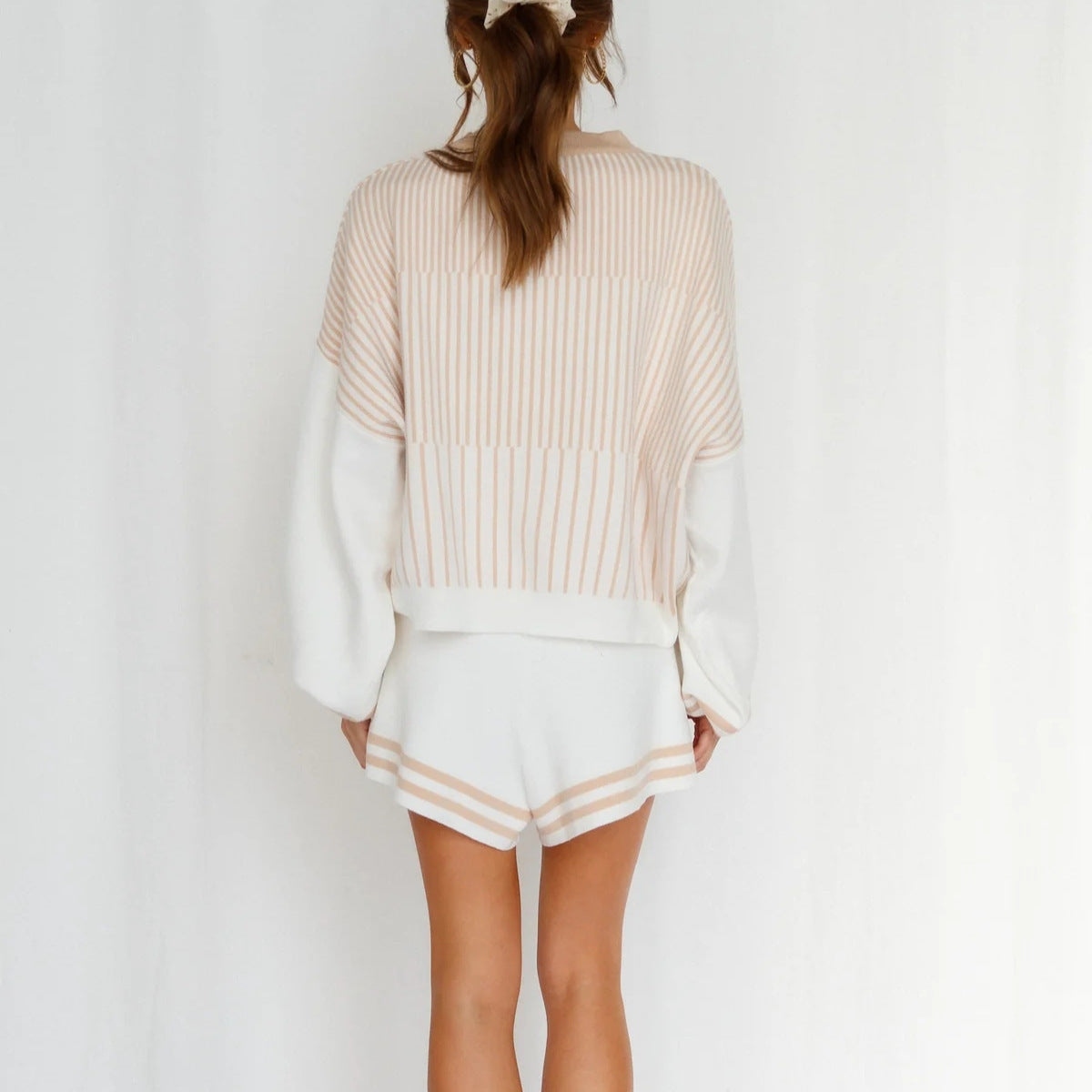 Damen Relaxed-Fit Strickoberteil und Shorts Set Stalluxe