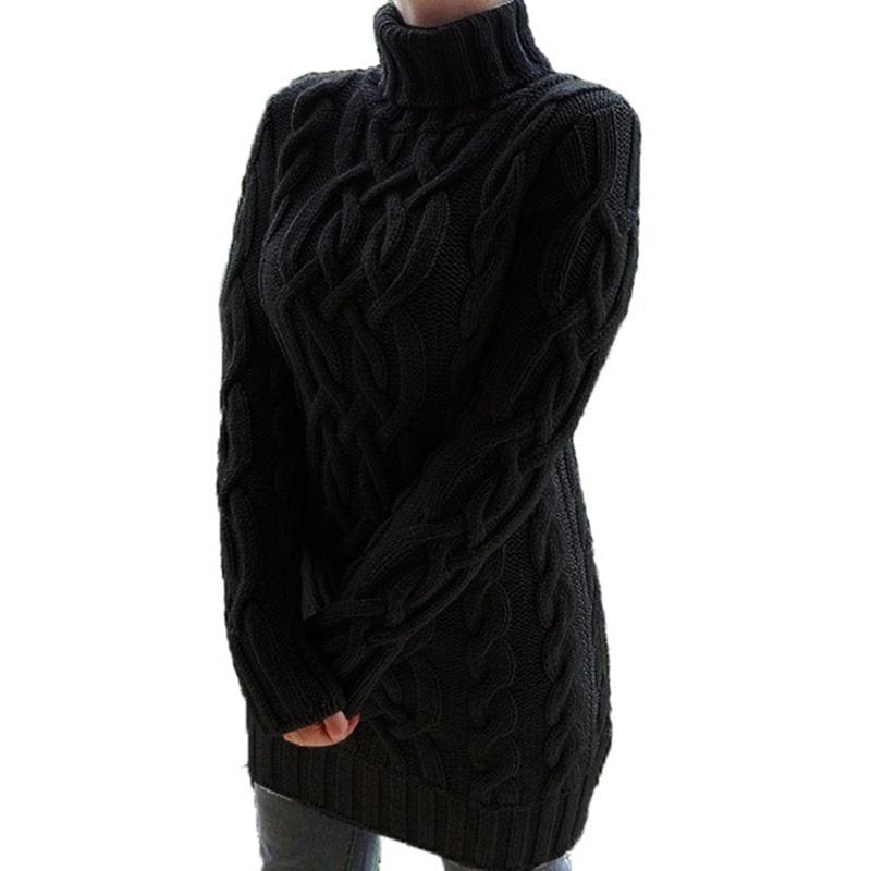 Damen Grobstrickpullover mit hohem Kragen und Zopfmuster Stalluxe