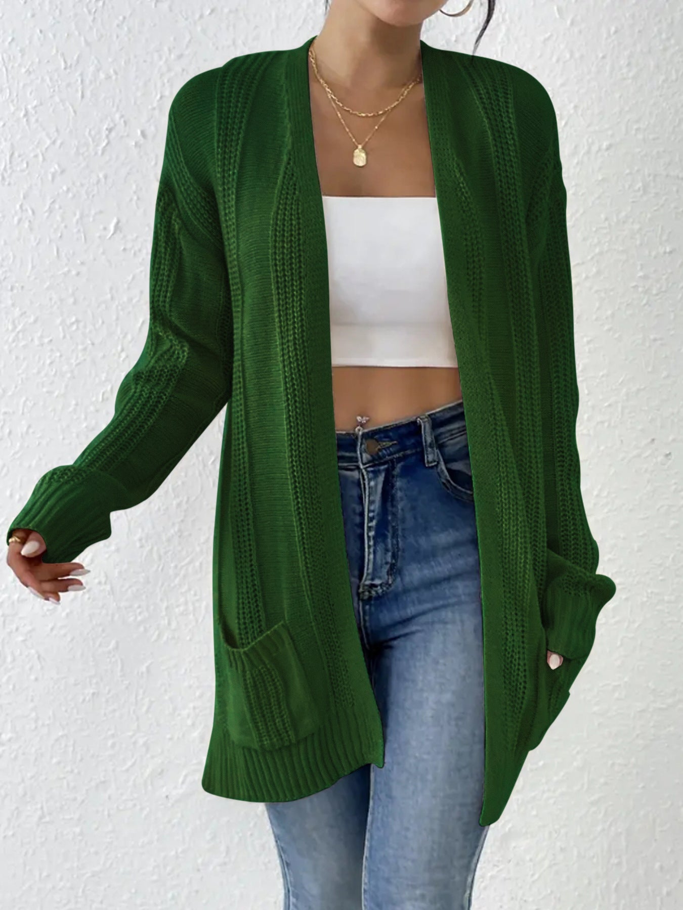 Damen Strickjacke mit offenem Design und praktischen Taschen Stalluxe