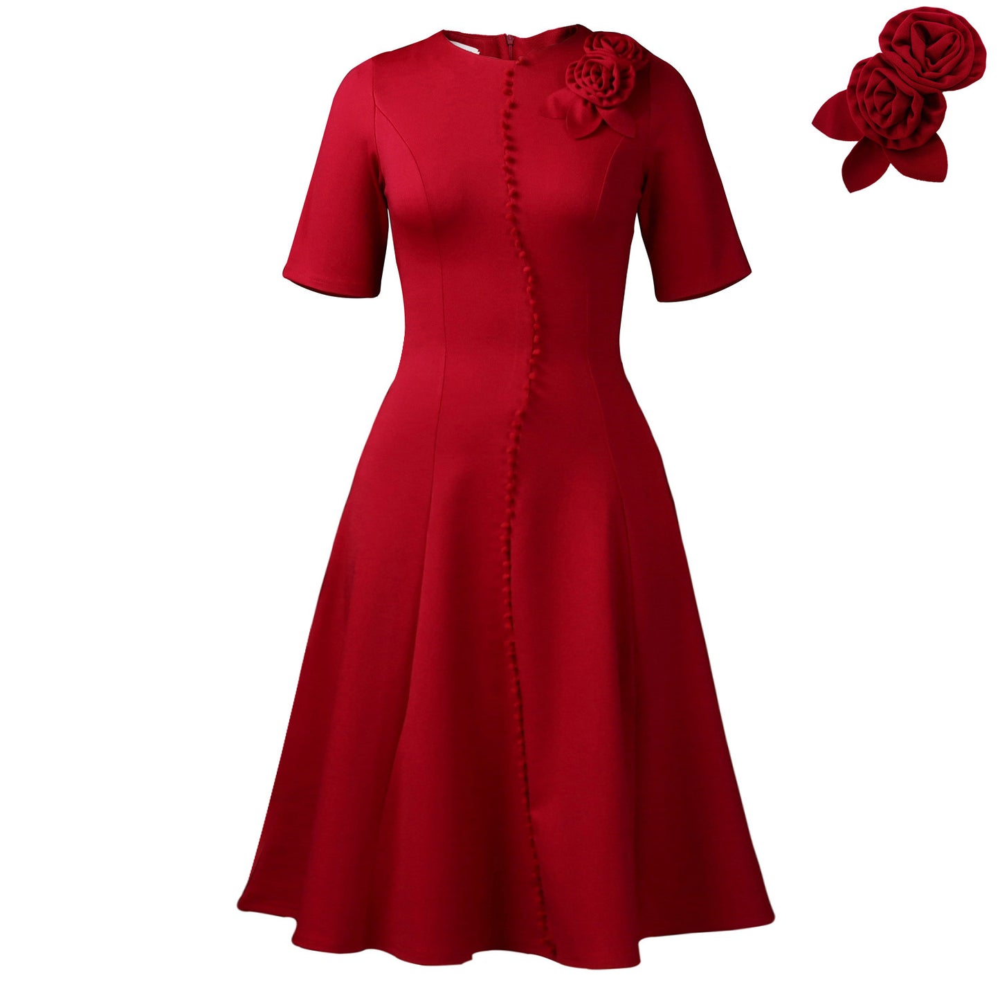 Damen Elegant geschnittenes Kleid mit einem raffinierten Blumen-Detail Stalluxe