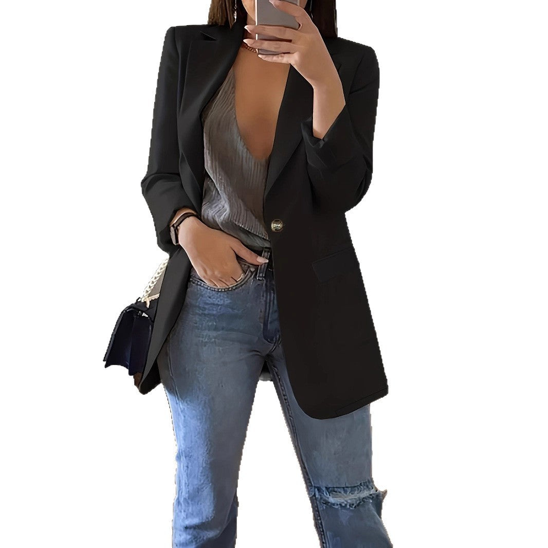 Damen Eleganter Blazer mit tiefem V-Ausschnitt und schmalem Schnitt Stalluxe
