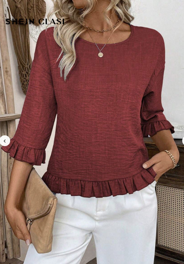 Damen lässige Bluse mit Rüschen Stalluxe