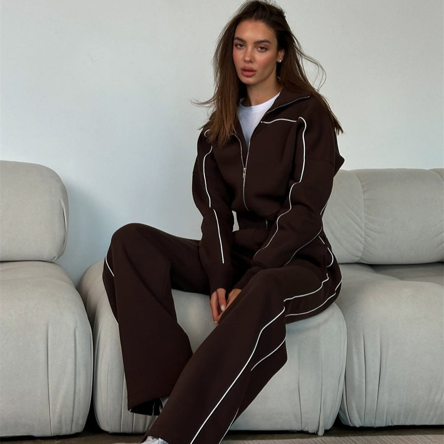 Damen sportliches Freizeitanzug-Set mit stylischem Schnitt und Kontrastnähten Stalluxe