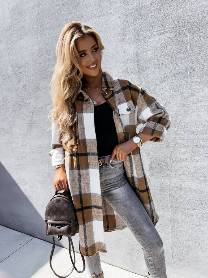Damen Flanell-Hemdjacke im karierten Design Stalluxe