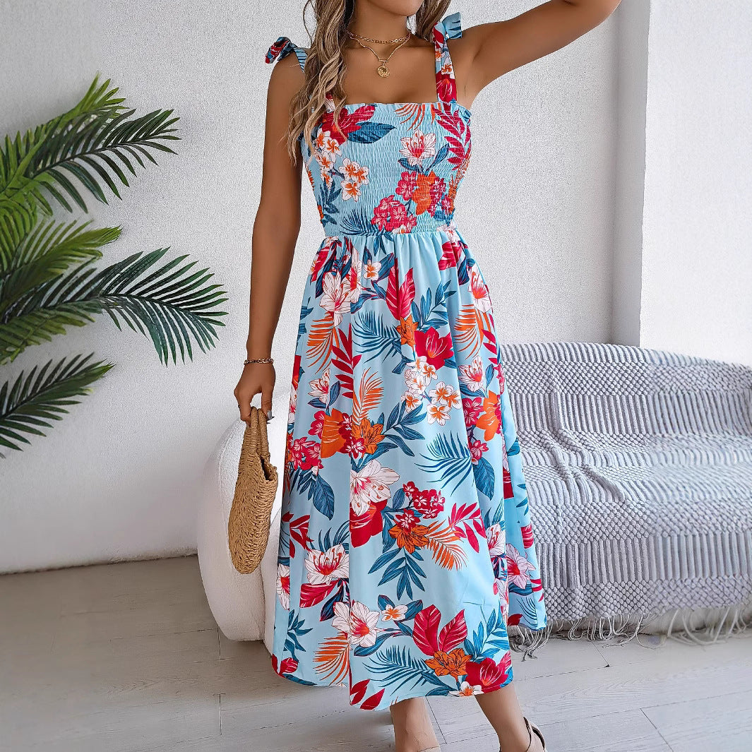 Damen Maxikleid mit schmalen Trägern und floralem Design Stalluxe