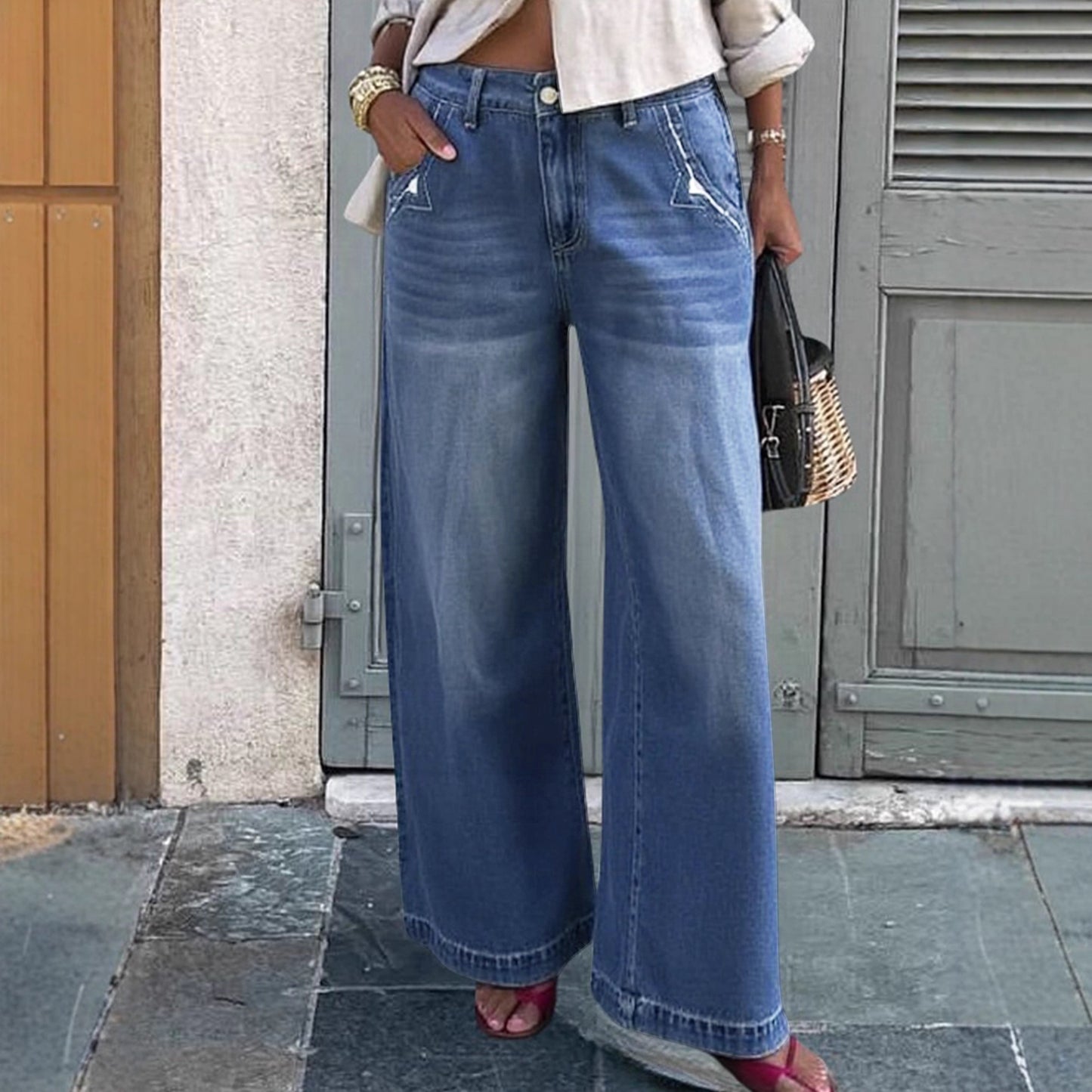 Damen Weite Jeanshose im Vintage-Stil mit hochwertigem Denim Stalluxe