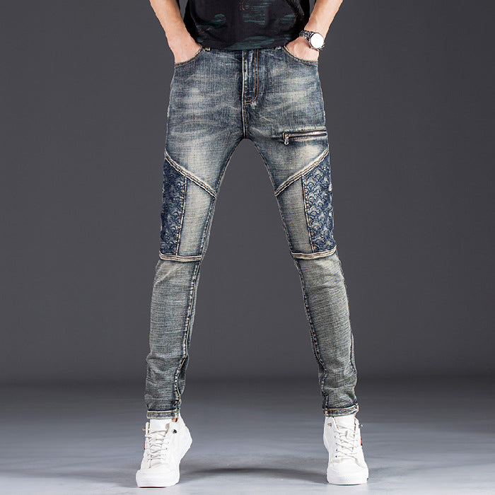 Herren modische Slim Fit Jeans mit kreativen Designelementen und einzigartigen Nähten Stalluxe