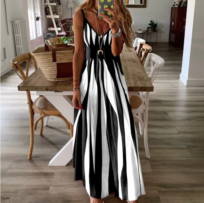 Damen Maxikleid mit modischem Streifenmuster Stalluxe
