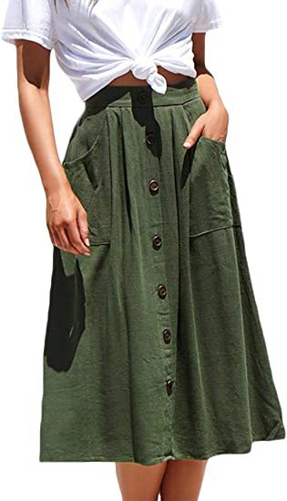 Damen Midi-Rock mit Knopfleiste und praktischen Taschen Stalluxe