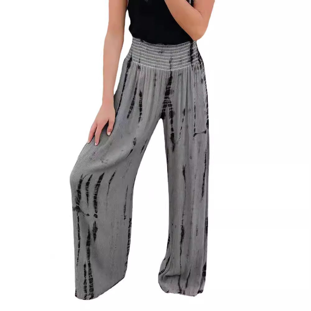 Damen Weit geschnittene Palazzo-Hose mit elastischem Bund und modischem Print Stalluxe