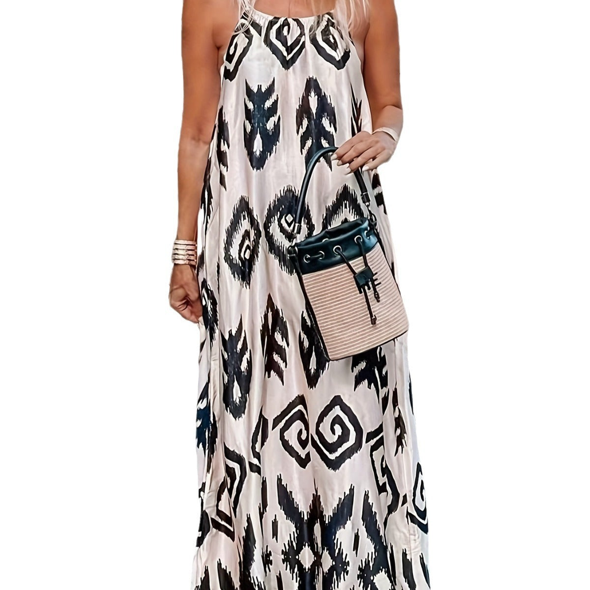 Damen luftiges Maxikleid mit elegantem Ethno-Muster Stalluxe