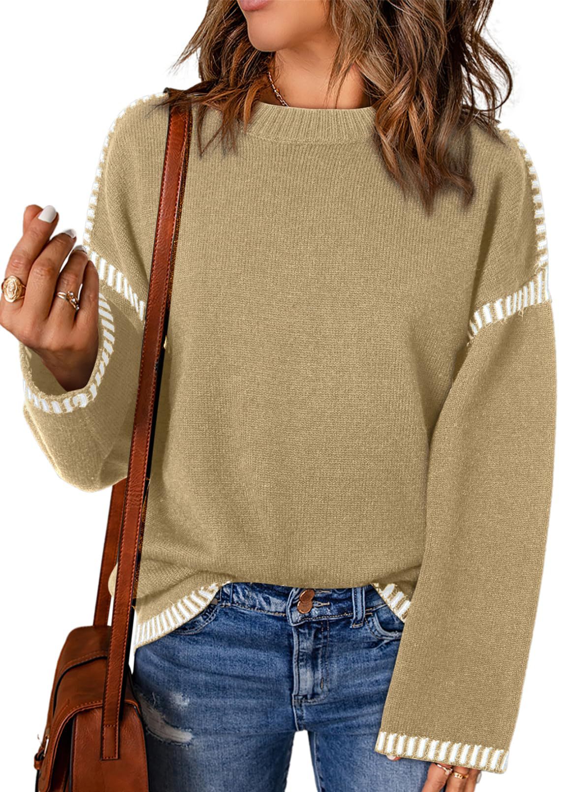 Damen lässiger Pullover mit Streifenakzenten Stalluxe