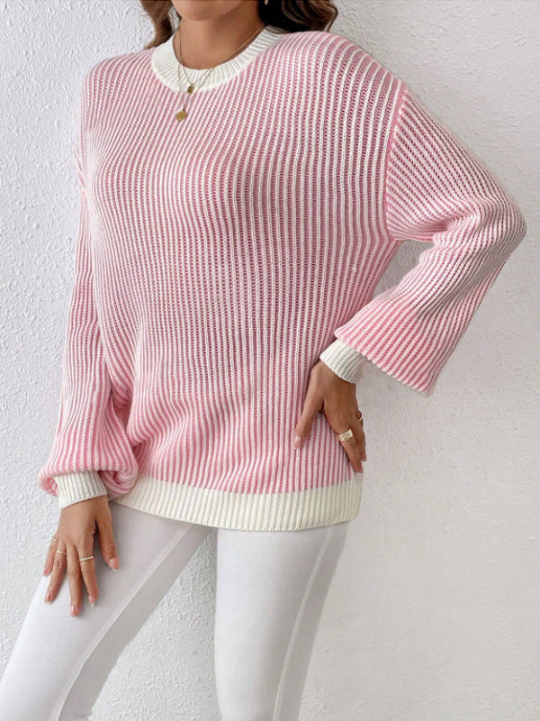Damen Strickpullover mit breitem Rippdesign und lässigen Ballonärmeln Stalluxe