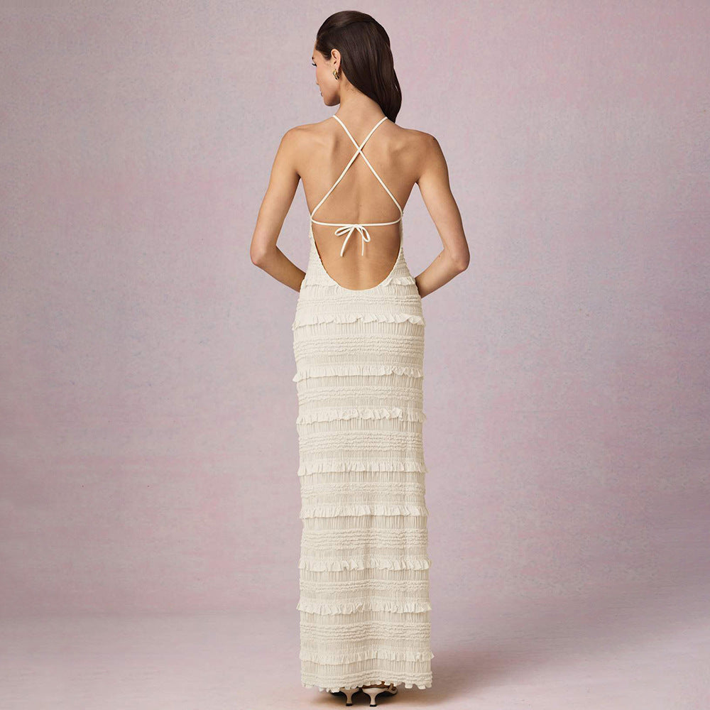 Damen Maxi-Kleid mit Rüschendetails und elegantem Schnitt Stalluxe