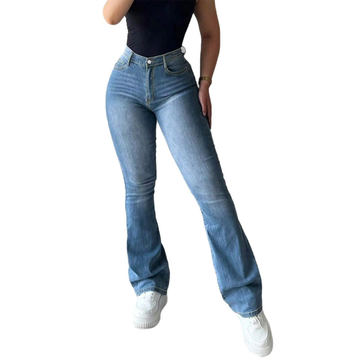 Damen Flared Jeans mit hohem Bund und figurformendem Schnitt Stalluxe