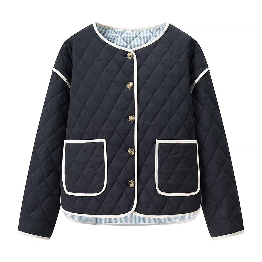 Damen gesteppte Übergangsjacke mit rundem Kragen und praktischen Taschen Stalluxe
