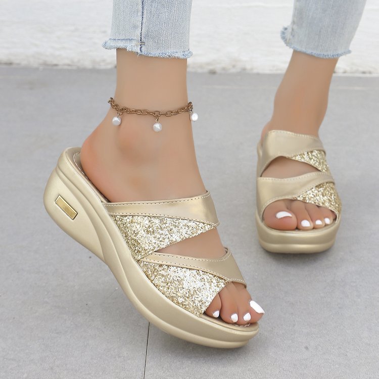 Damen Komfortable Sandalen mit glitzerndem Riemendesign Stalluxe