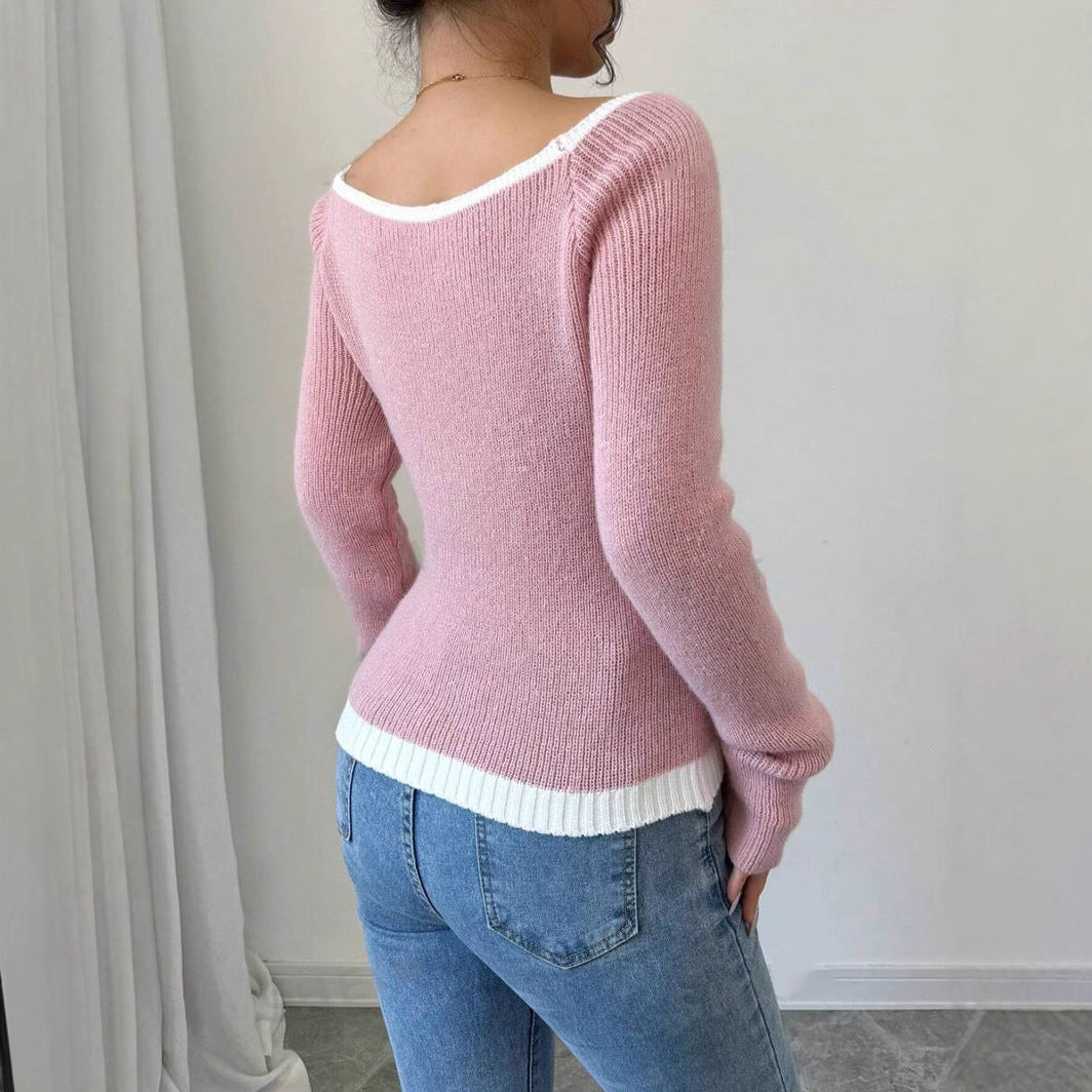 Damen Feinstrickpullover mit kontrastierendem Saum Stalluxe