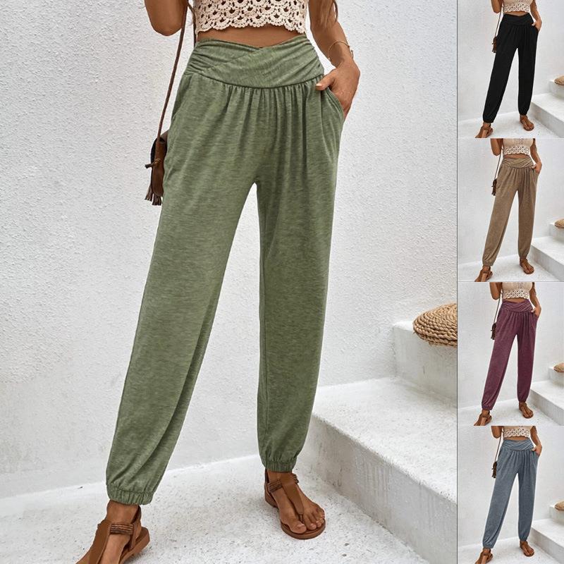 Damen elegante Freizeit-Hose mit hohem Bund und seitlichen Eingrifftaschen Stalluxe