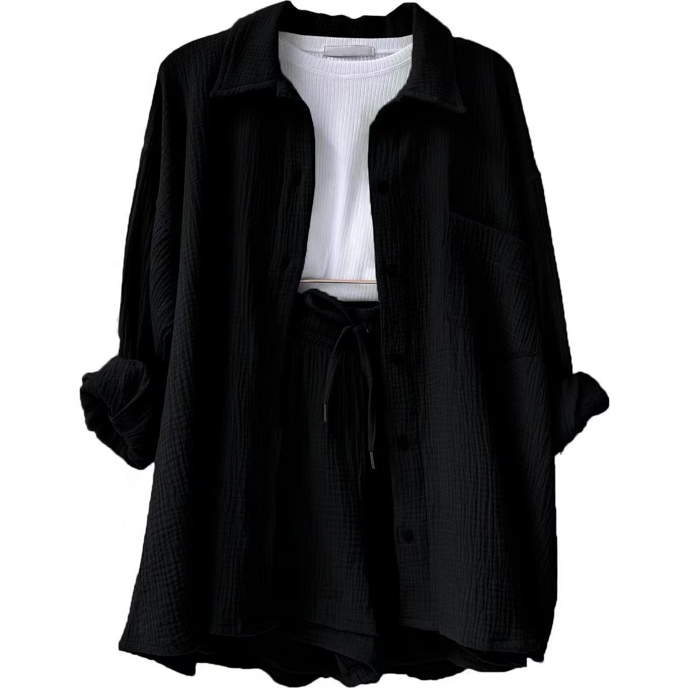 Damen lässiges Set mit oversized Hemd und bequemen Shorts Stalluxe