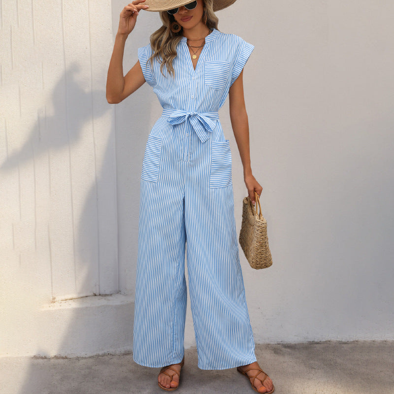 Damen Jumpsuit mit gerafftem Taillenband und praktischen Taschen Stalluxe