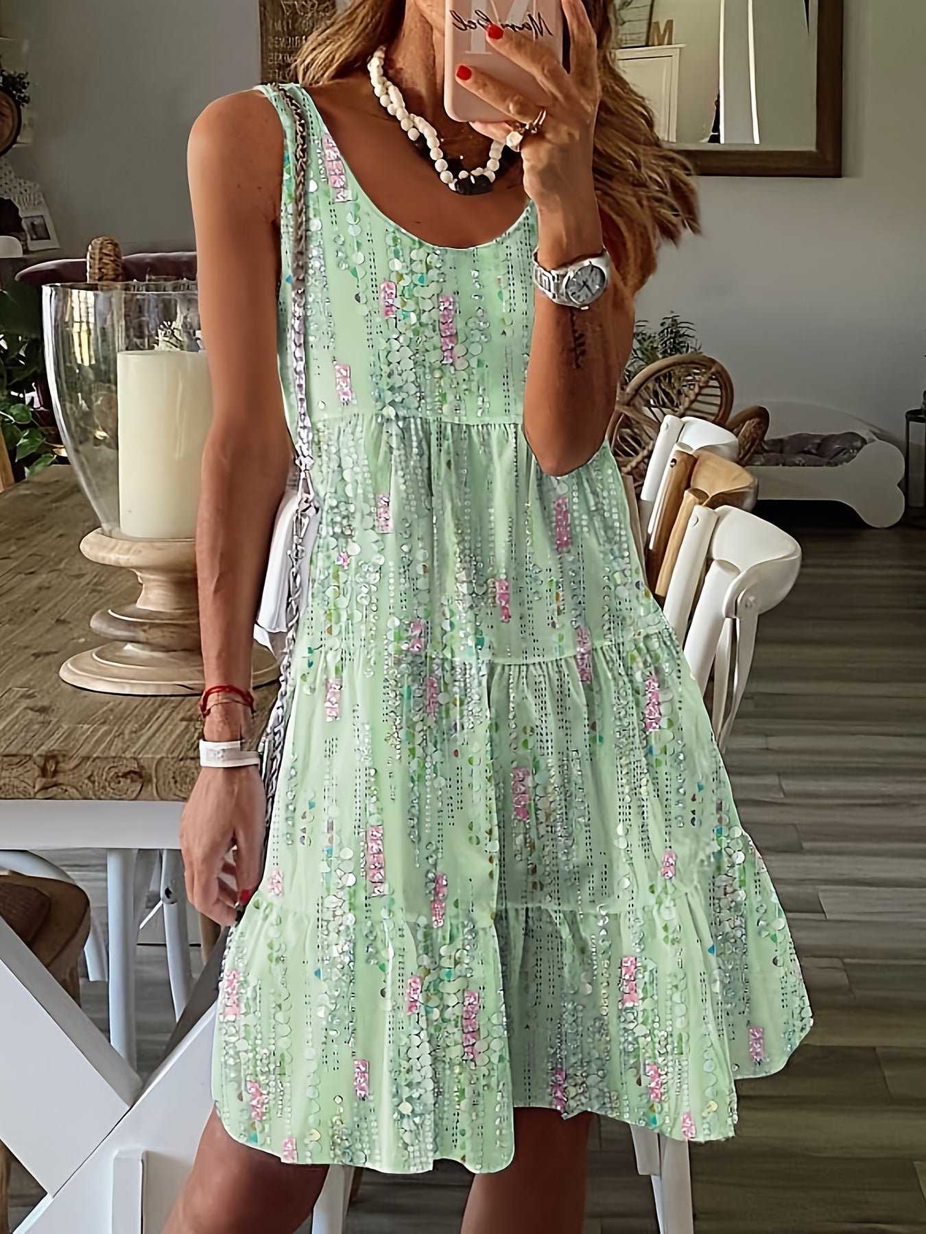 Damen Bohemian Stil Gestuftes Sommerkleid Stalluxe