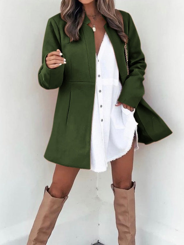 Damen minimalistischer Wool-Style Mantel mit elegantem Schnitt Stalluxe