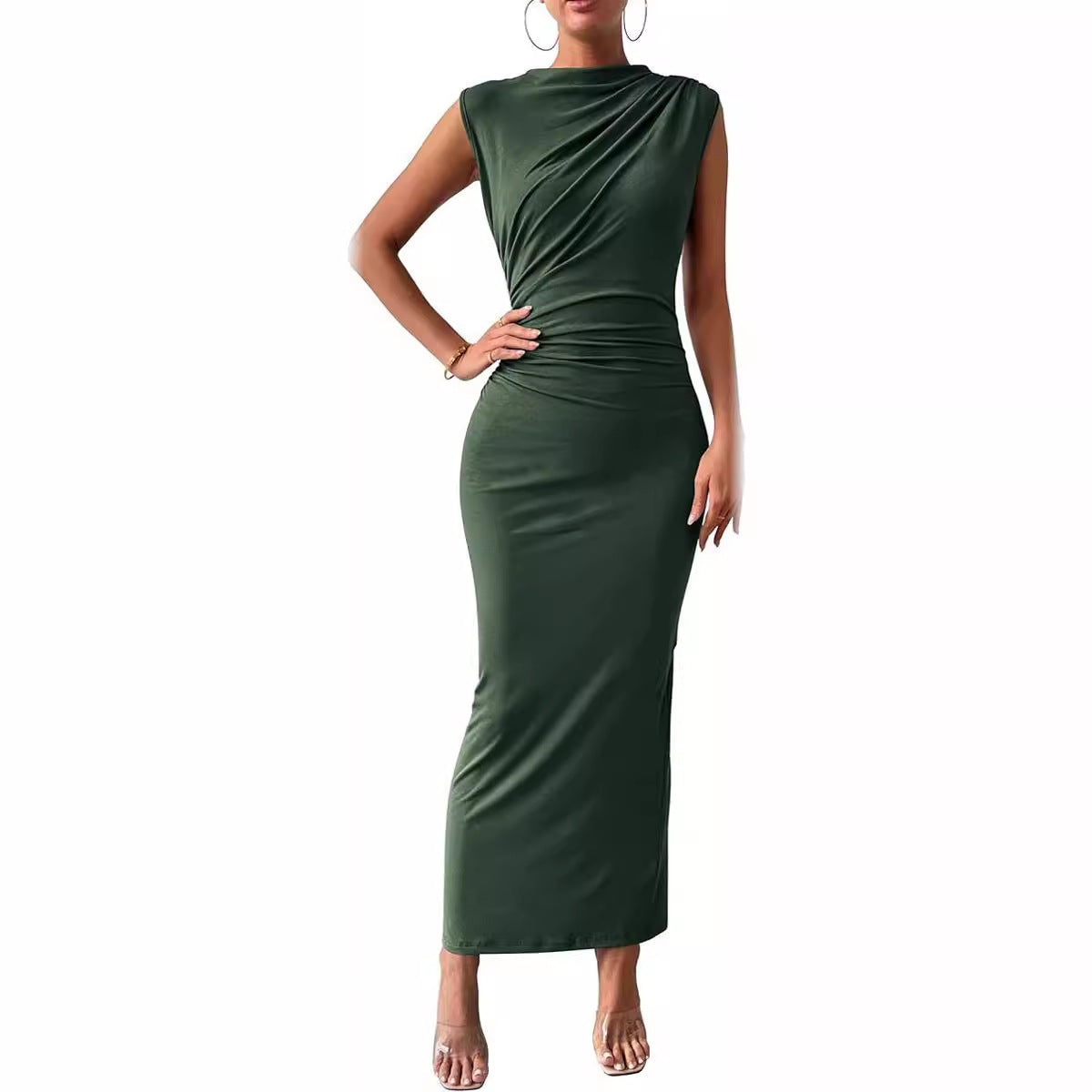 Damen Elegantes Maxikleid mit künstlerischem Drapierungseffekt Stalluxe