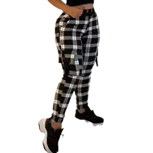 Damen Karierte Utility-Hose mit praktischen Seitentaschen Stalluxe
