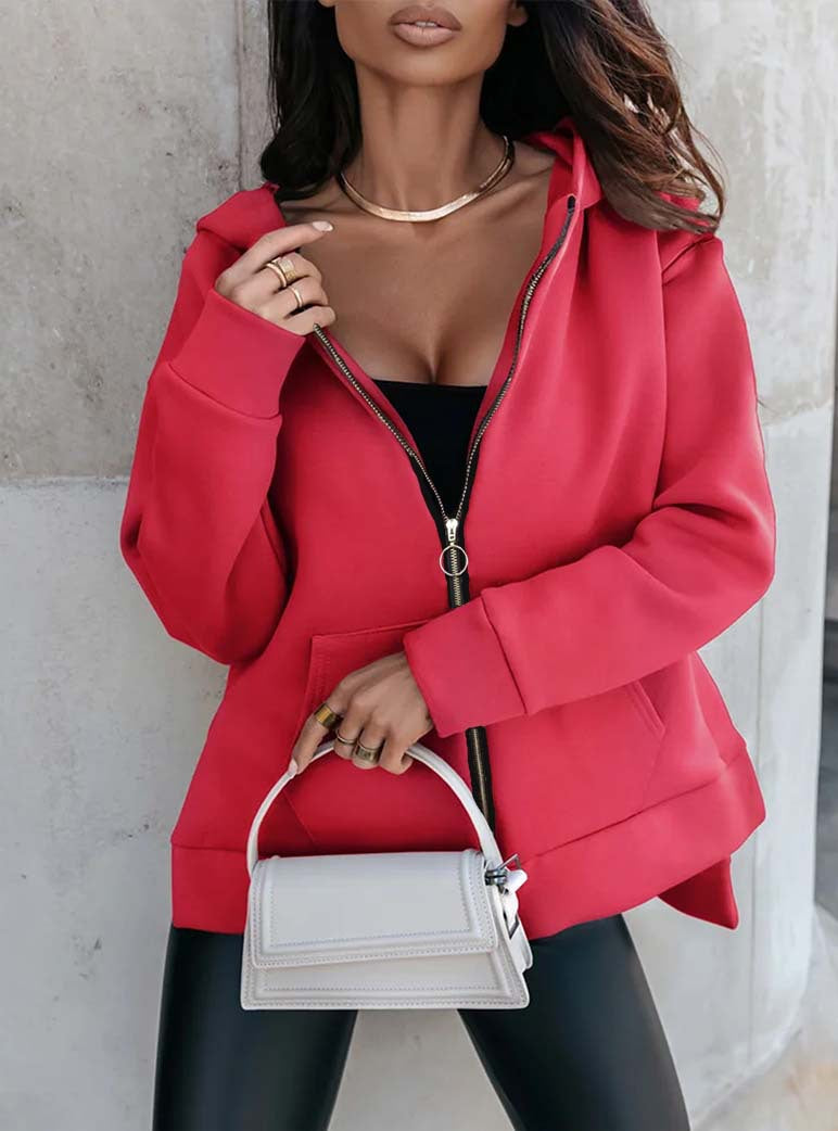 Women's Stylish Zip-Up Hooded Sweatshirt Stalluxe