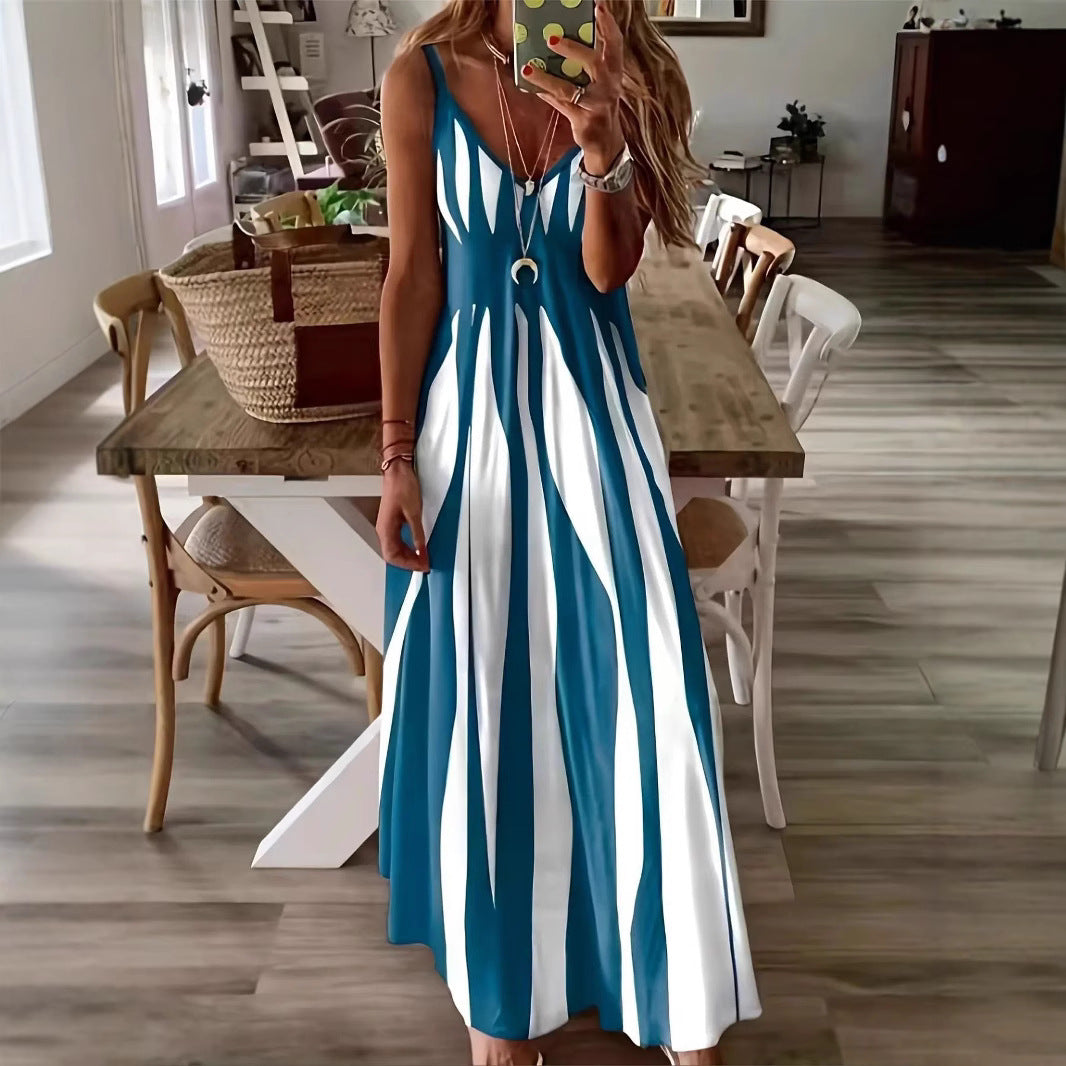 Damen Maxikleid mit modischem Streifenmuster Stalluxe