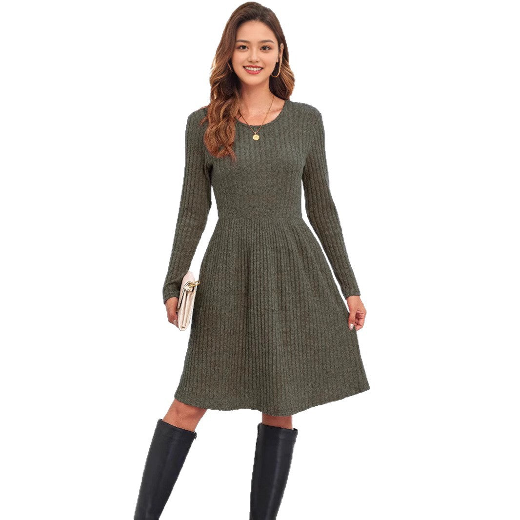 Damen Strickkleid mit lässigem Schnitt und feinem Streifenmuster Stalluxe