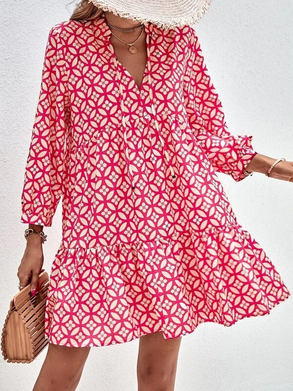 Damen Boho-Style Sommerkleid mit fließendem Schnitt und Rüschendetails Stalluxe