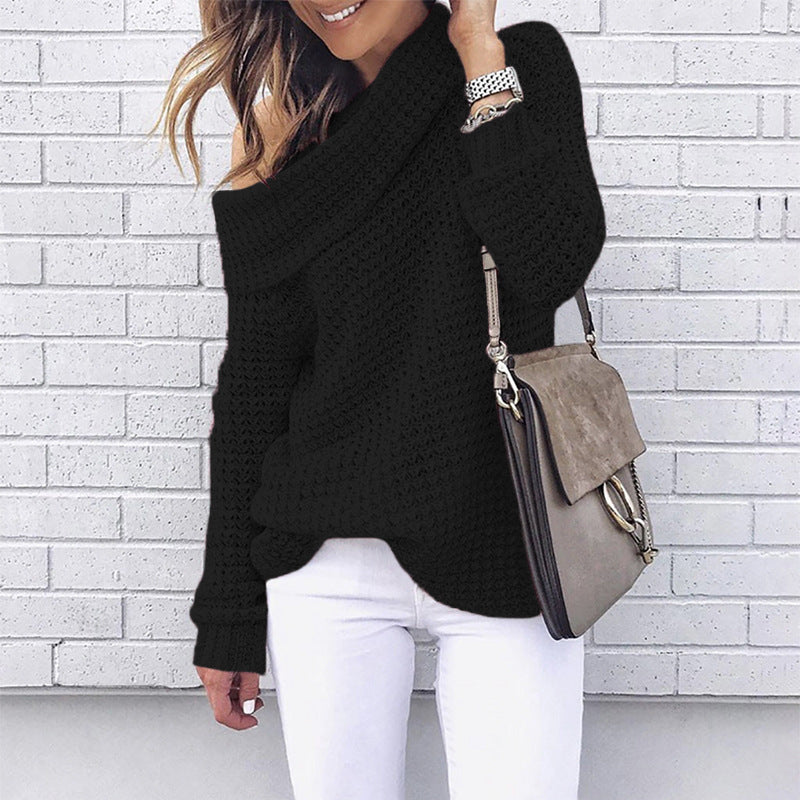 Damen Oversized Strickpullover mit elegantem Schalkragen und strukturiertem Muster Stalluxe