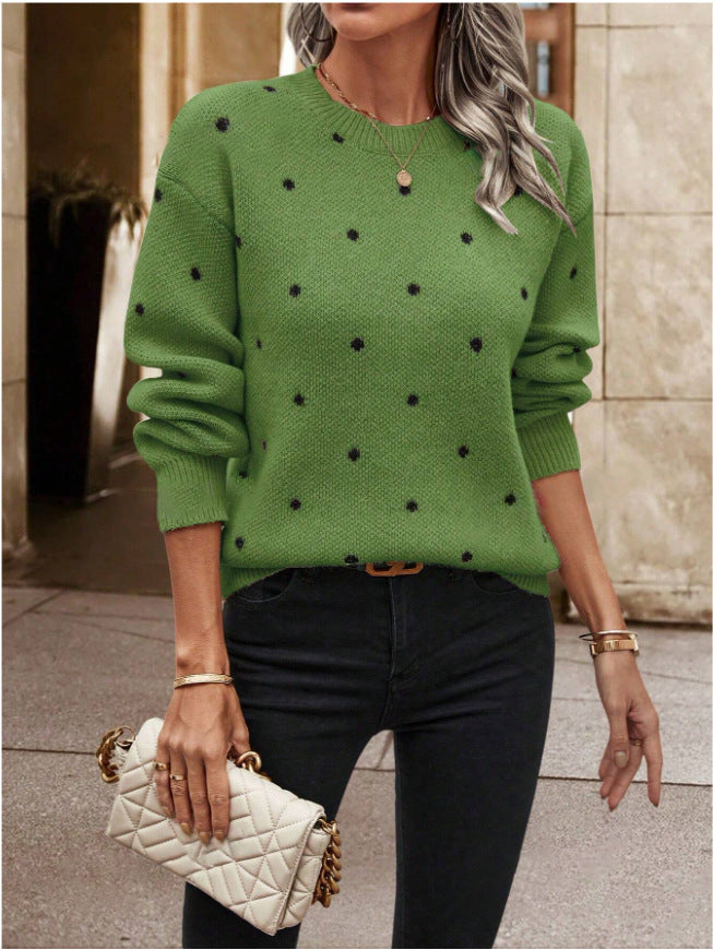 Damen kuscheliger Strickpullover mit trendigem Punktmuster Stalluxe