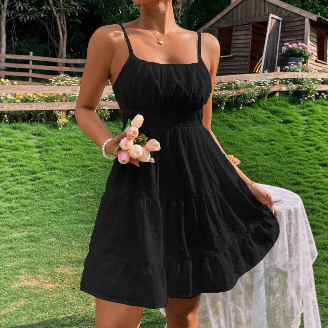 Damen Sommerkleid mit Rüschen und verstellbaren Spaghettiträgern Stalluxe