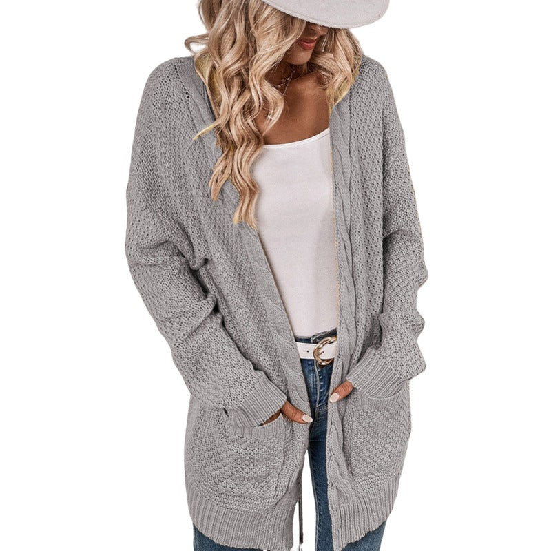 Damen Großer Strickcardigan mit aufwendigem Maschenmuster und praktischen Taschen Stalluxe