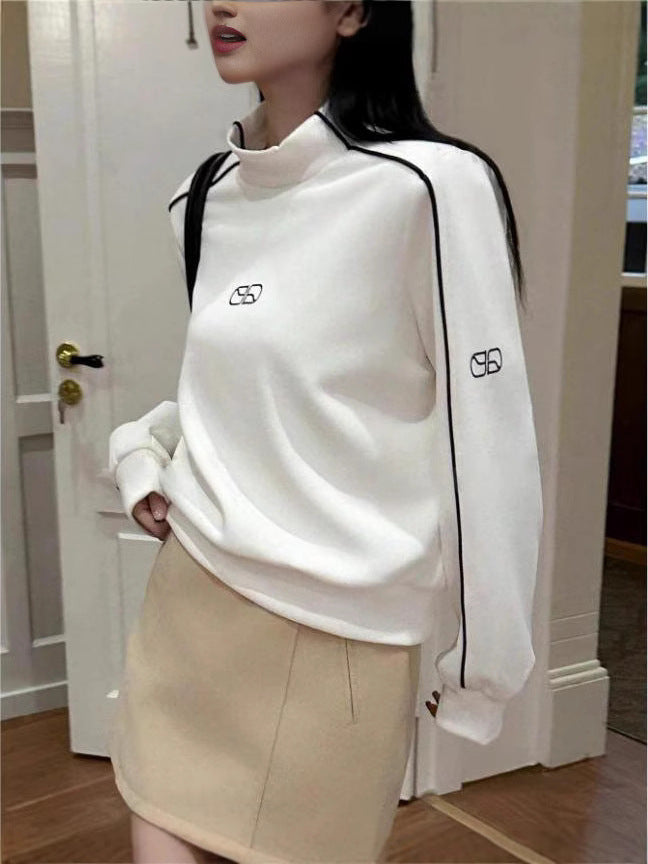 Damen Sportlicher Turtleneck-Pullover mit Kontrastnähten Stalluxe