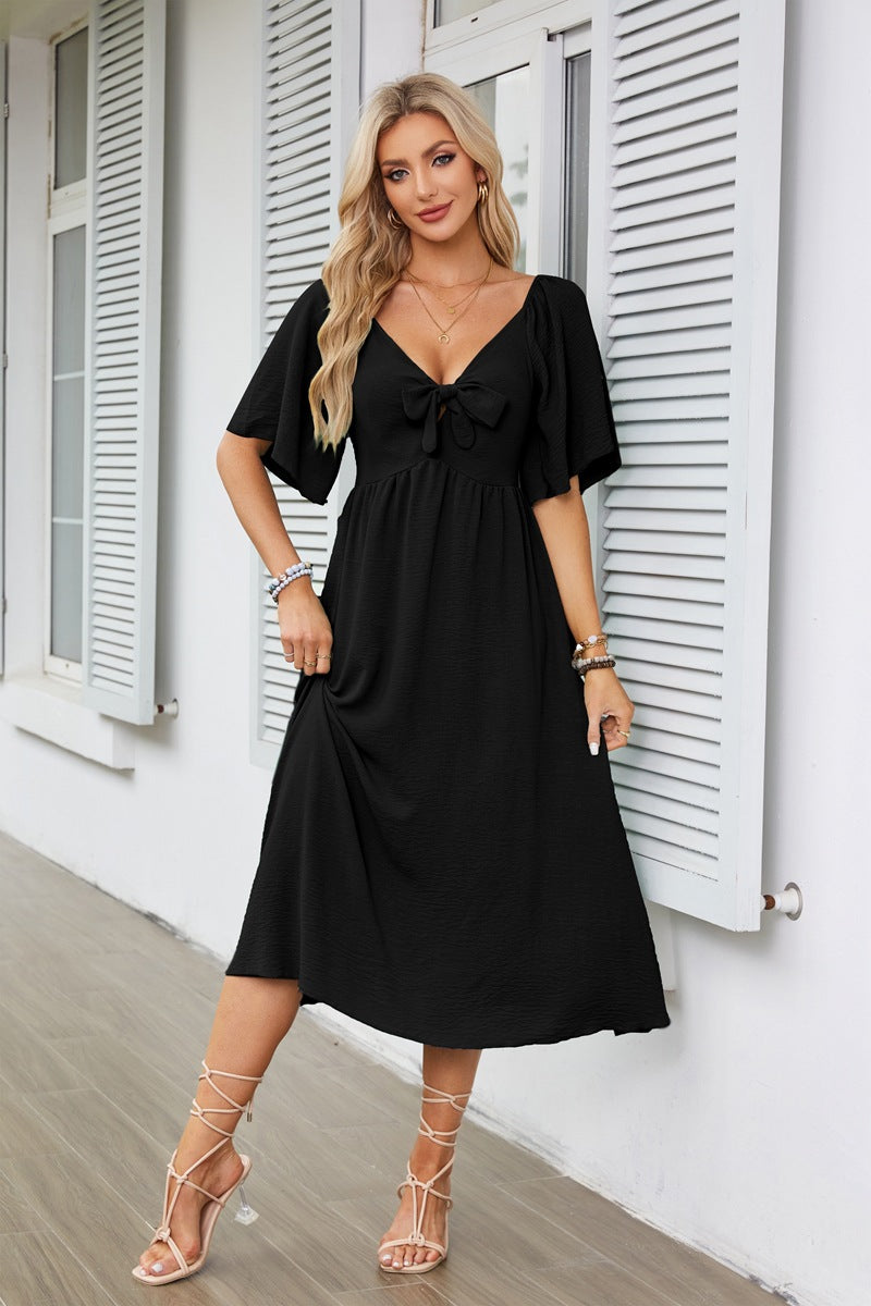 Damen luftiges Maxikleid mit nostalgischem Knotendesign Stalluxe
