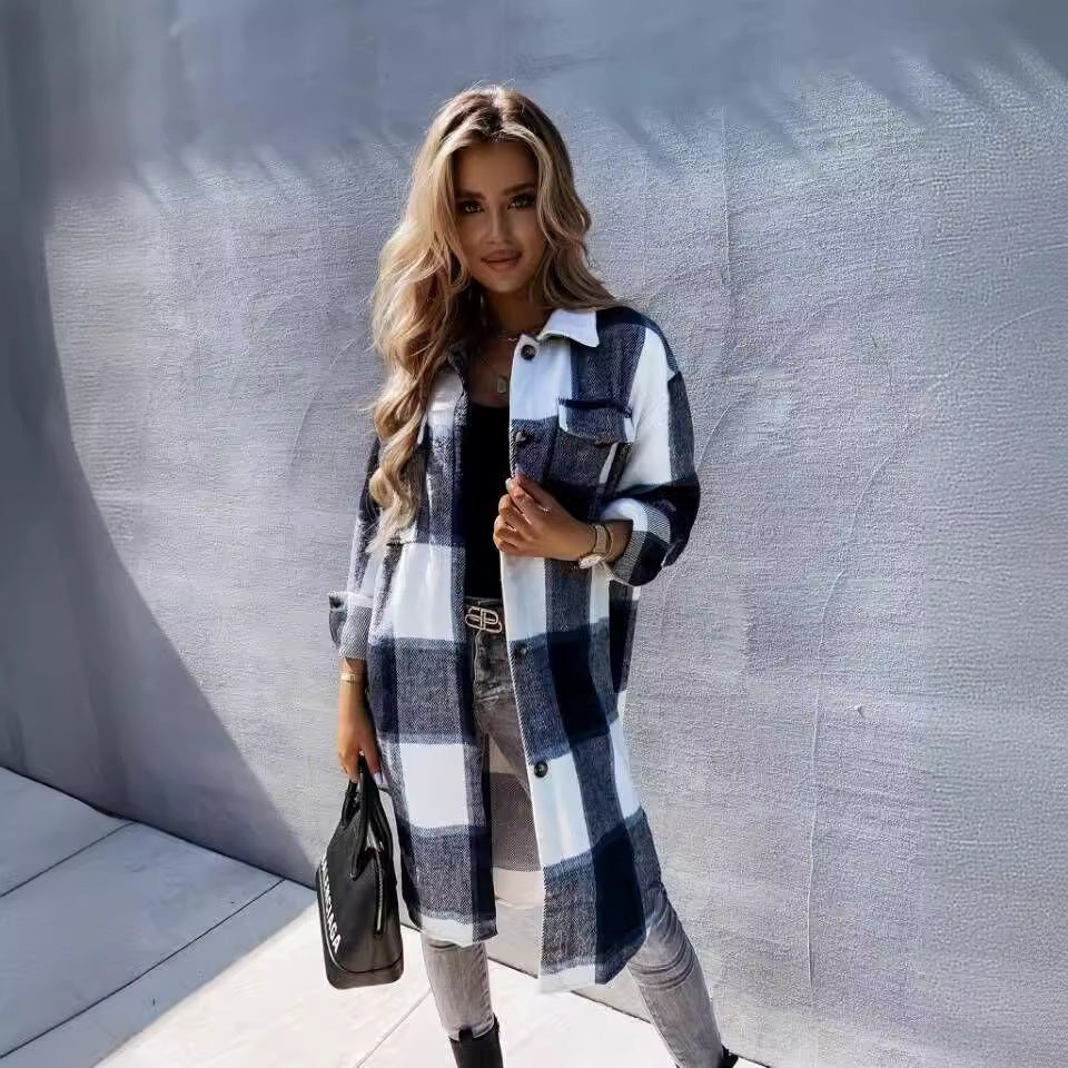 Damen Flanell-Hemdjacke im karierten Design Stalluxe