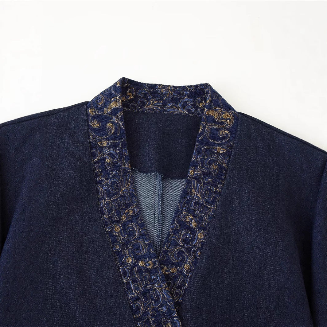 Damen Modische Jacke mit eleganter Bestickung und asymmetrischem Schnitt Stalluxe