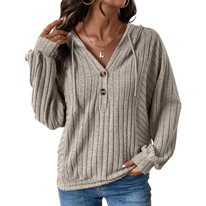Damen Strickpullover mit Kapuze und Knopfdetail Stalluxe