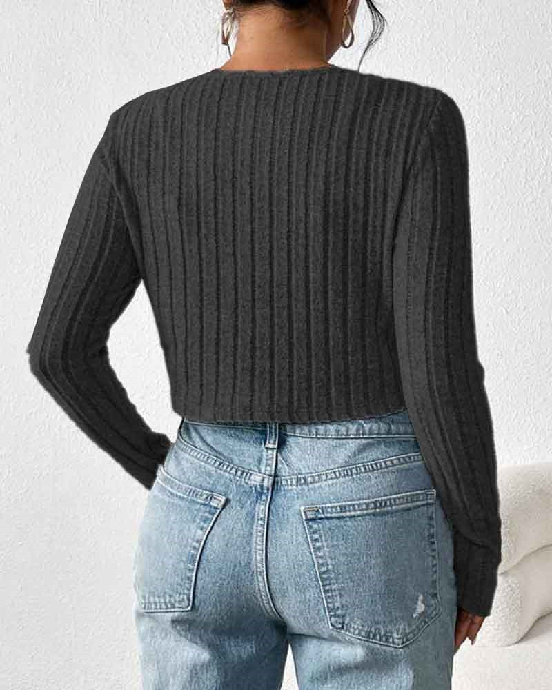 Damen lässige Strickjacke im schmalen Rippdesign mit Knopfleiste Stalluxe