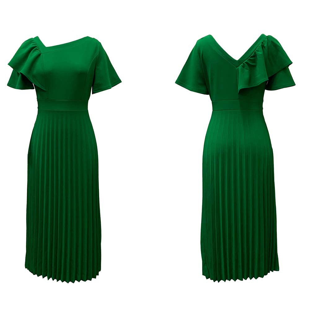 Damen Plissiertes Maxikleid mit einzigartigem Rüschendesign und eleganter Taillierung Stalluxe