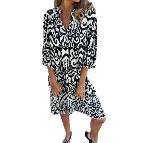 Damen lässiges Strandkleid mit lockerer Passform und schickem Druck Stalluxe