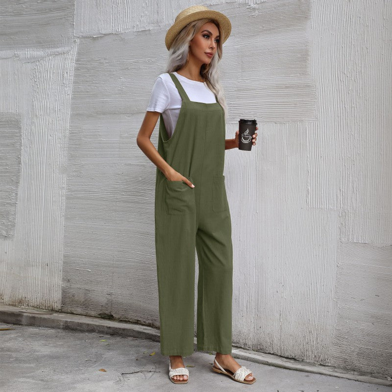 Damen Lässiger Jumpsuit mit praktischen Taschen und verstellbaren Trägern Stalluxe