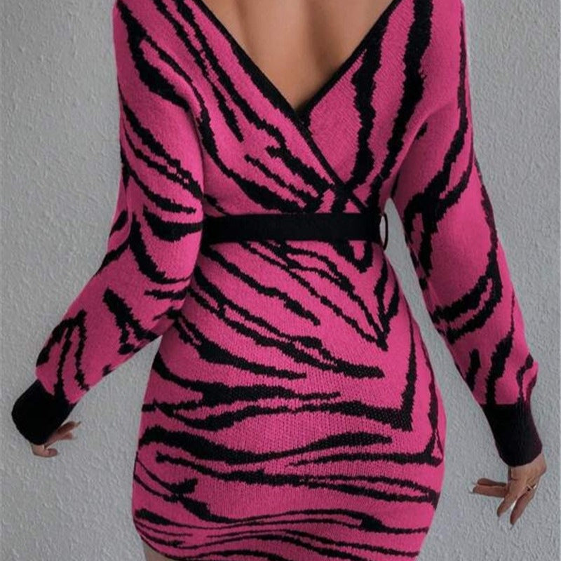 Damen Strickkleid im angesagten Zebramuster Stalluxe